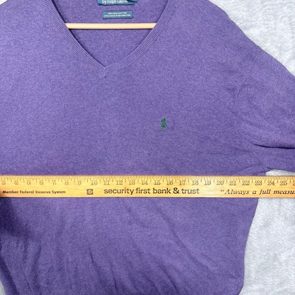 Polo Ralph Lauren Sweater Mens XL Purple V-Neck 100% Pima Cotton Pony Logo